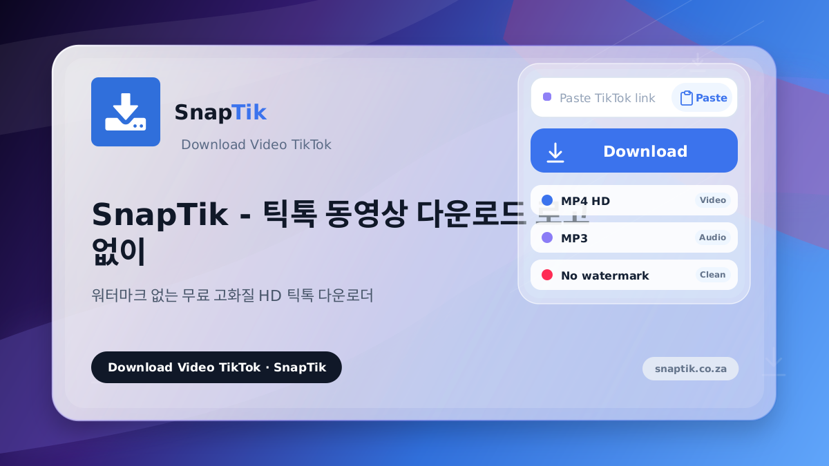 SnapTik - 틱톡 동영상 다운로드 로고 없이
